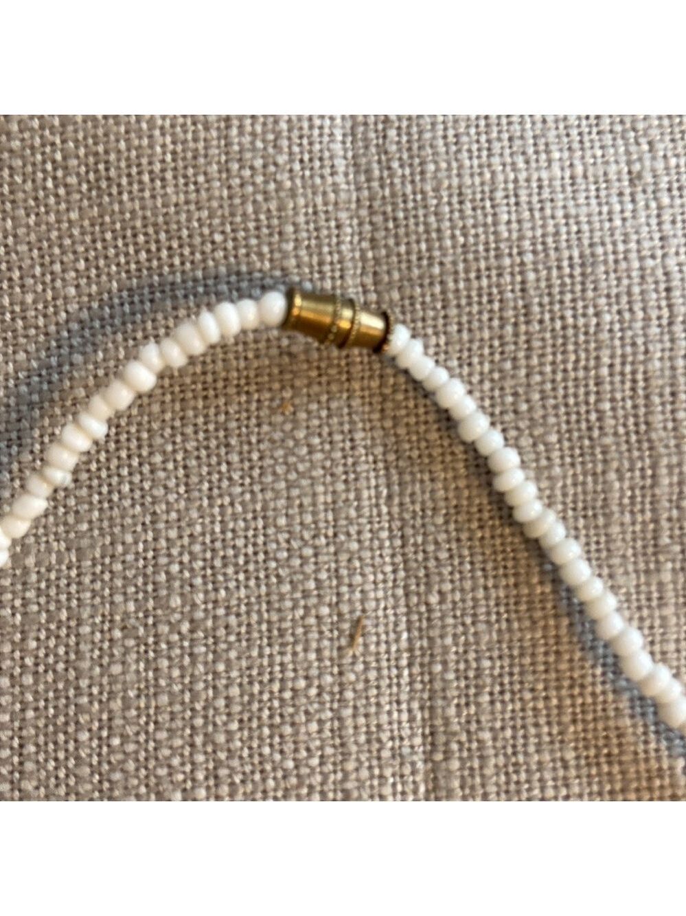 Boho Mother of Pearl Leaf Necklace Beaded White & Silver - Picture 5 of 7